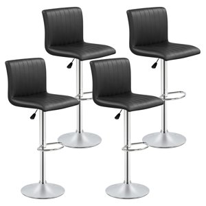 Gymax Bar Ensemble de tabourets 4 Tabourets pivotants réglables avec/Retour & repose-pieds pour cuisine