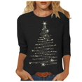 thumbnail image 1 of Kcodviy T-Shirt de Noël pour Femme Haut Scintillant pour Femmes Grande Taille Imprimé Arbre de Noël Hauts d'Été Quart pour Femmes Haut à Manches Col Rond Blouses pour Femmes Tunique à Enfiler, 1 of 4