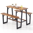 thumbnail image 1 of Gymax Outdoor Picnic Table for 4 Acacia Wood Rectangular Picnic Table w/ 2 Built-in Benches, 1 of 10