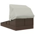 thumbnail image 3 of vidaXL Sunbed with Foldable Roof Brown 200x114x128 cm Poly Rattan, 3 of 5