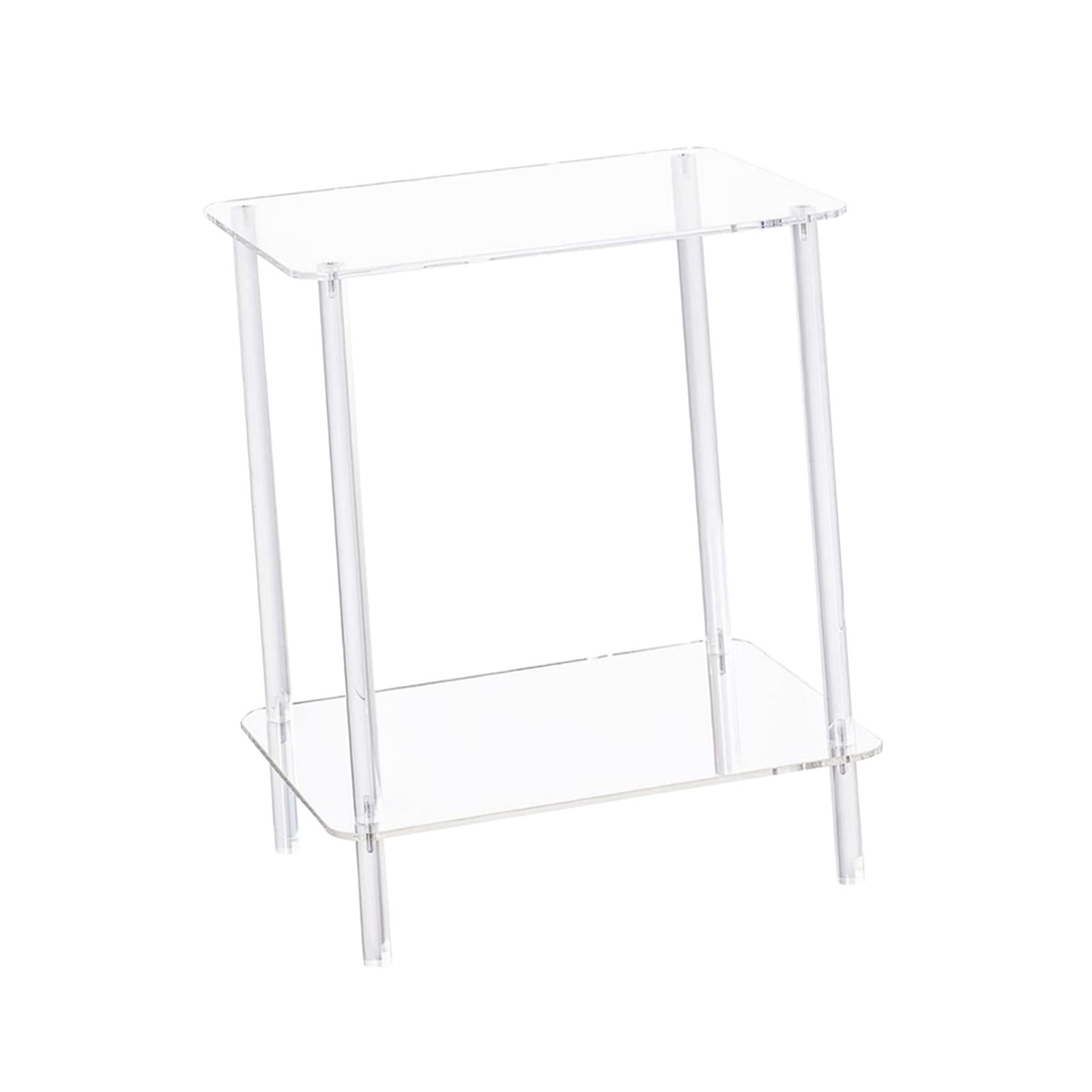 Tnarru Acrylic Small Table Bedside Cabinet Clear End Table Minimalist 2 Tier Rectangular NightStand for Living Room Bathroom Bedroom