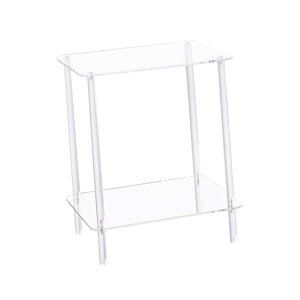 Tnarru Acrylique petite table de chevet Cabinet de fin de table clair Minimalist 2 Niveau Rectangulaire NightStand pour Salon Salle de bain Chambre