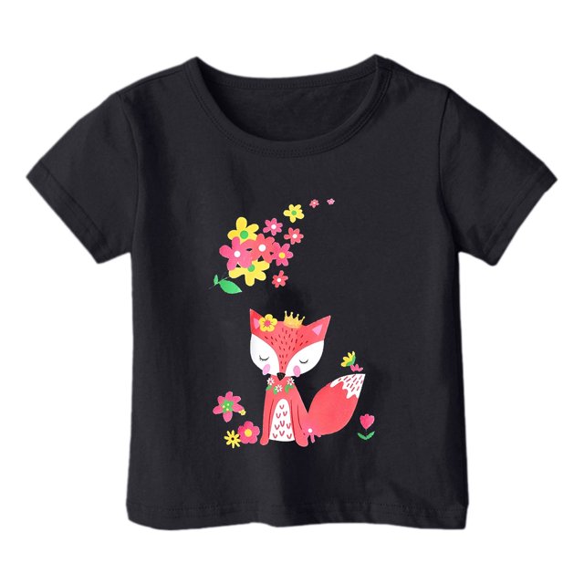 TZEWGL Hauts pour Enfants Imprimé Graphique Col Rond Manches Courtes Ample pour Filles Garçons Taille 3-4T