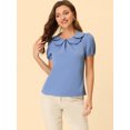 thumbnail image 2 of INSPIRE CHIC Blouse à Manches Bouffantes d'Été pour Femme à Col Peter Pan Bleu G, 2 of 5