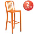 thumbnail image 4 of Commercial Grade 2 Pack 30" High Orange Metal Indoor-Outdoor Barstool with Vertical Slat Back, 4 of 9