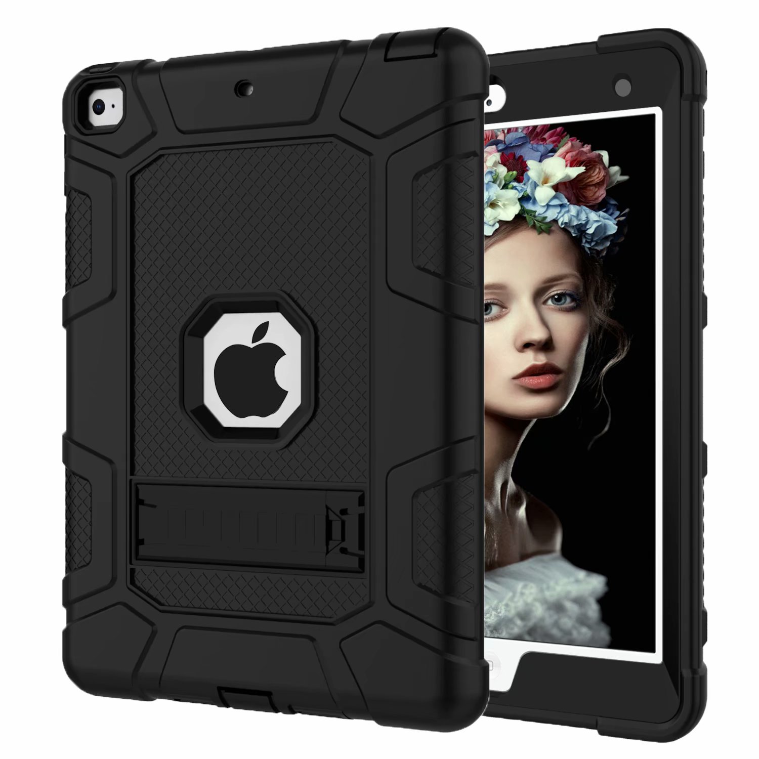 Dteck 10.5" Shockproof Stand Tablet Case with Accessories Included, Black