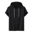 thumbnail image 2 of EGNMCR T-shirts pour Hommes Hommes Décontracté Uni Mode à Capuche Chandail à Manches Courtes T-Shirt de Sport Haut, 2 of 3