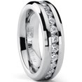 thumbnail image 1 of Bague Éternité en Titane pour Femme 6 mm Zircone Cubique Mariage CZ 2,4 Tcw, 1 of 7