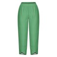 thumbnail image 4 of Timegard Plus Size Pants for Women Elastic Waist Solid Color Comfy Fall Casual Crop Pants with Pockets, 4 of 5