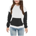 thumbnail image 1 of MeetoTime Sweat à Capuche pour Enfants Manches Longues Col Rond Patchwork Haut Extérieur pour Garçons Filles 4-14 Ans, 1 of 3
