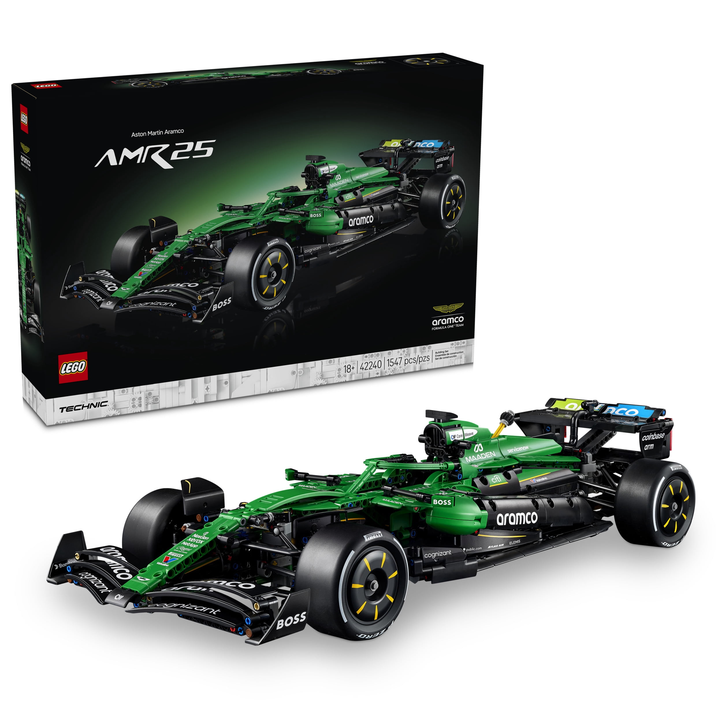 LEGO Technic Aston Martin Aramco AMR25 F1 Car - Building Set for Adults, Ages 18+ - Model Car Kit with Detailed Features - Bedroom or Desk Decor - Gift for Men & Women - 42240