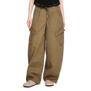No Boundaries Women's Tie Waist Wide Leg Barrel Cargo Pant