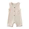 thumbnail image 2 of SUNSIOM Baby Summer Romper, Solid Sleeveless Button Closure Ribbed Jumpsuit, 2 of 9