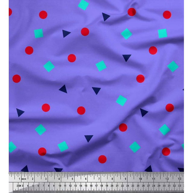 Soimoi Cotton Duck Fabric Square,Dot & Triangle Geometric Fabric Prints by Yard 56 Inch Wide