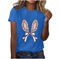 thumbnail image 3 of Plebaso T-Shirts Graphiques de Pâques pour Femmes à Manches Courtes, T-Shirts Imprimés pour Femmes, Décontractés, Amples, d'Extérieur, Hauts Basiques, 3 of 4