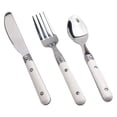 thumbnail image 1 of LEEYNEER 3 Pcs Couverts pour Enfants en Acier Inoxydable Sécuritaires Divertissement Blanc, 1 of 8