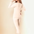 thumbnail image 4 of yoeyez sous-Vêtements Thermiques pour Femmes, Couche de Base Col Rond Manches Longues Thermiques Ensemble de Pyjama Doublé en Molleton Haut Bas pour Temps Froid Hiver Ou Printemps Beige P, 4 of 5