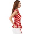 thumbnail image 4 of INSPIRE CHIC Haut à Pois Sans Manches à Col en V à Nouer à l'Avant Portefeuille pour Femme, 4 of 6