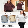thumbnail image 2 of Womens Plus Size Hoodies Tops Casual Long Sleeve Drawstring Waffle Pullover Sweatshirt with Pocket (1X-5X), 2 of 7