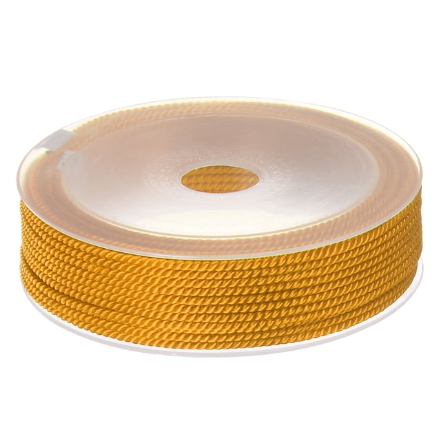 Unique Bargains Twisted Nylon Twine Thread Beading Cord 2mm 13M/43 Feet Extra Strong Braided Nylon String, Golden