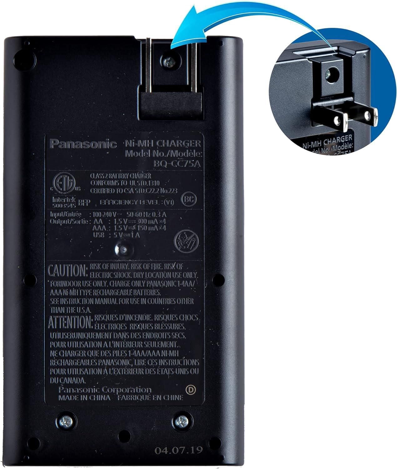 Panasonic Eneloop Advanced Battery Charger with USB Charging Port and 4AAA eneloop pro High Capacity Rechargeable Batteries