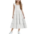 thumbnail image 1 of Diufon Girls Maxi Dress Summer Casual Cap Sleeve A Line Sundress Ruffle Hem Flowy Dress for Tween 3-13 Years, 1 of 9