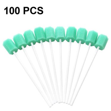 (Green)100 Pcs Oral Care Swabs - Tooth Cleaning Mouth Toothette Oral Sponge Swabs Unflavored
