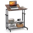 thumbnail image 1 of Costway Bureau Debout Mobile avec Plateau Inclinable, Étagères de Rangement et Roulettes pour Salon, 1 of 10