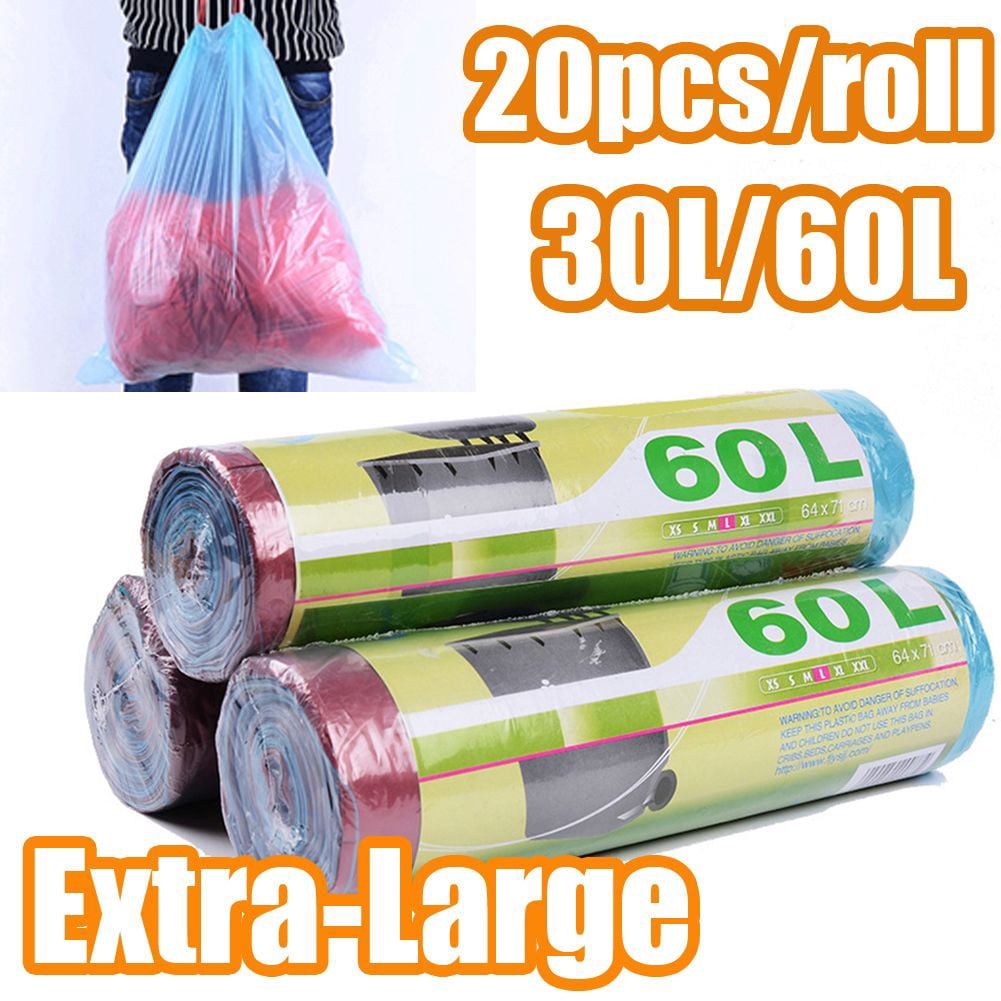 Neinkie 20Pcs 30/60L Trash Bags Small Garbage Bags Drawstring Thicken Material Bags Bin LinersTrash Can Liners for Office, Home, Bathroom, Kitchen, Auto Shrink