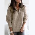 thumbnail image 1 of Womens Solid Colour Zipper Pullover Long Sleeve Warm Sweater Top, 1 of 1