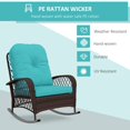 thumbnail image 4 of Outsunny Rattan Rocking Chair with Soft Cushion for Garden, Turquoise, 4 of 10