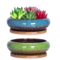 thumbnail image 2 of Guardoinrt Vintage Ceramic Glazed Bonsai Pot Creative And Durable For Plant Lovers Easy To Maintain Ceramics yellow, 2 of 6