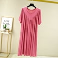 thumbnail image 2 of Timegard Chemises de Nuit pour Femmes Col Rond Manches Courtes Vêtements de Nuit Plissés Doux Couleur Unie Chemises de Nuit Confortables, 2 of 4