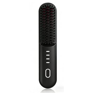 Cagogo 3Pcs Rechargeable Ionic Hair Straightener Brush, Portable Cordless Straightening Comb, 4 Temperature Settings Fast Heat Up, Mini Travel Hair Styling Tool for Women and Men, Frizz Control