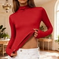 thumbnail image 4 of Ounisa Womens Turtleneck Long Sleeve Tops Fall Slim Fitted Shirts Ribbed Thermal Underwear Tops, 4 of 8