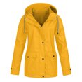 thumbnail image 1 of CEHVOM Women Solid Rain Jacket Outdoor Plus Size Waterproof Hooded Raincoat Windproof Clearance, 1 of 5