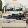 thumbnail image 3 of Erosebridal Retro Train Sheet Set King, Rainbow Aurora Bedding Sets, 4-Piece,, 3 of 6