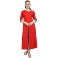 thumbnail image 2 of Bimba Kurta Ethnique en Rayonne Rouge pour Femmes Indiennes avec Foulard - 10, 2 of 4