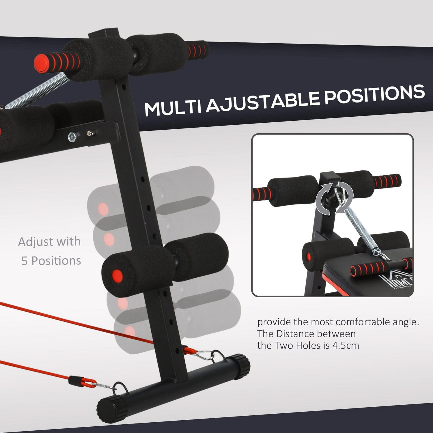 Soozier Pliable Sit Up Bench Core Workout pour Home Gym Noir