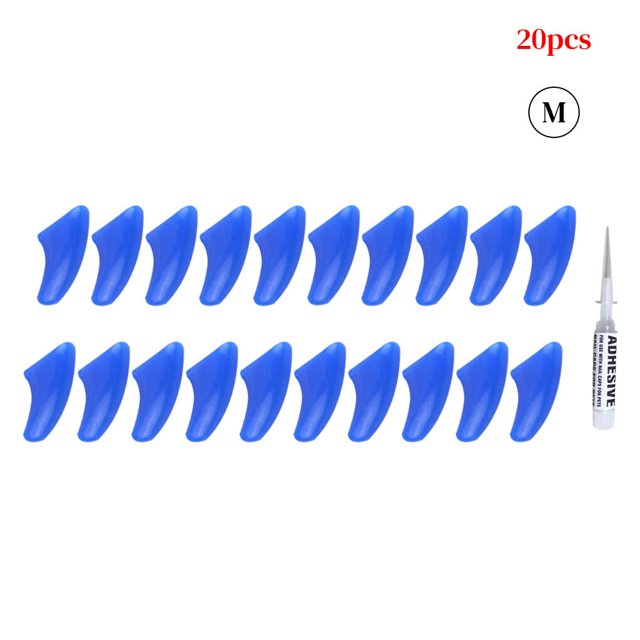 20 Pcs/ensemble Couvre-Griffes pour Animaux, Ongles en Résine, Capuchon de Protection, Manucure avec Colle, Fournitures pour Animaux, Bleu, m