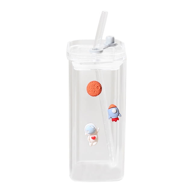 Heat Straw Glass Cup 400ML Cold Drink Cup Juice Cup With Lid Milk Cup Glass Texture Suitable For Beverage Use Coffee Cup Extra Large Tumbler Set Pitcher And Glasses Set Glasses Kitchen Colors Cup Set