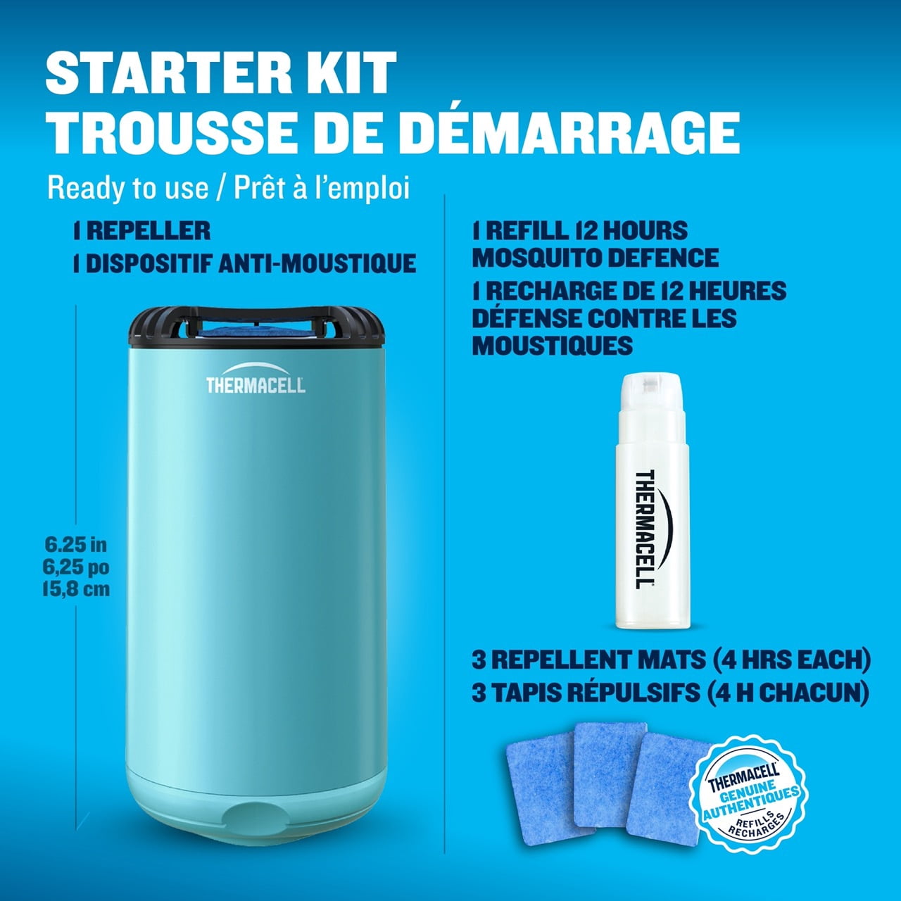 Thermacell Répulsif à moustiques alimenté par combustible Fuel‑ZoneGuard Base avec recharge de 12 heures
