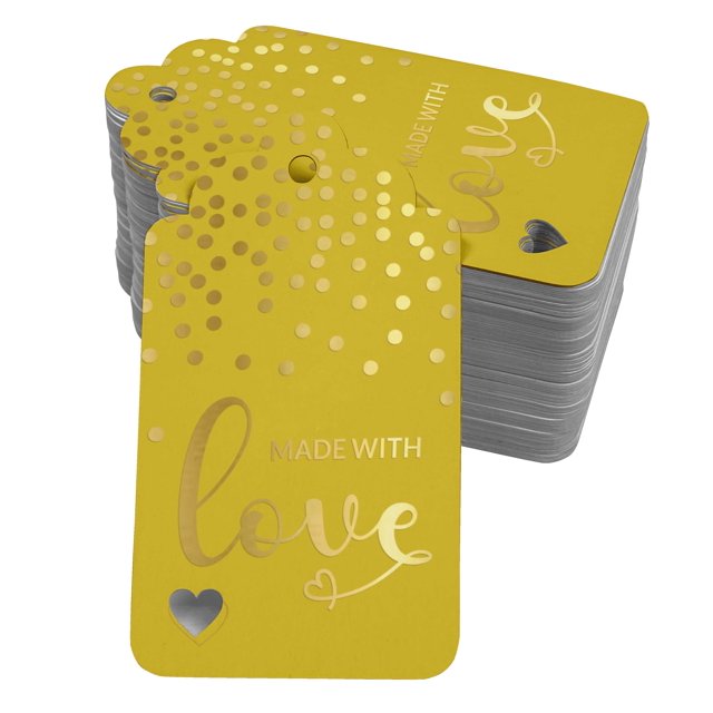 Inkdotpot Real Gold Foil Made With Love Text Tags Favor Hang Paper Tags 50 Pack