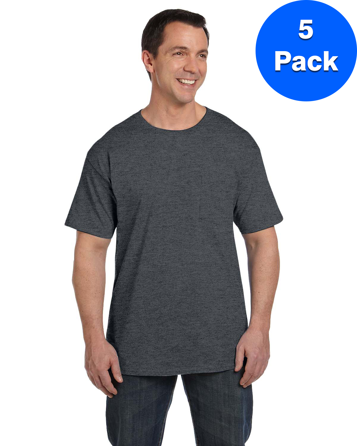 Hanes Men's Beefy-T with Pocket - 5190P (Pack Of 5)