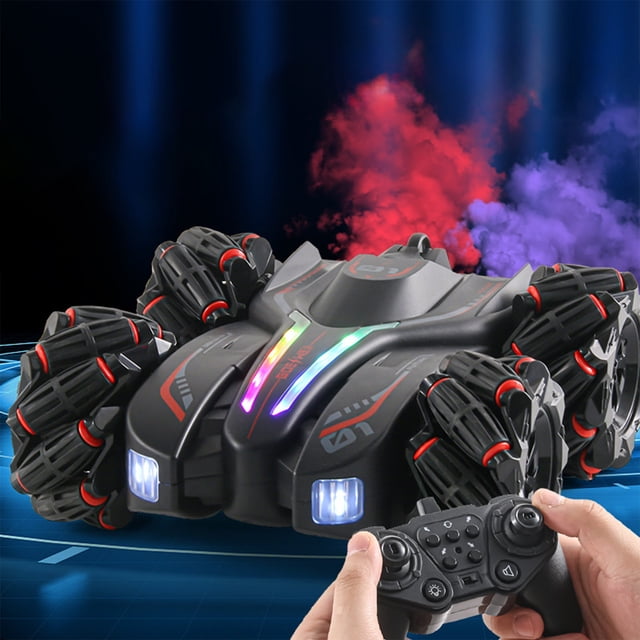 Dvkptbk Remote Control Vehicles Double Spray Remote Control Stunt Drift Car Four-Wheel Drive Power with Light Music Double-Sided Car Children's Toys Car Model