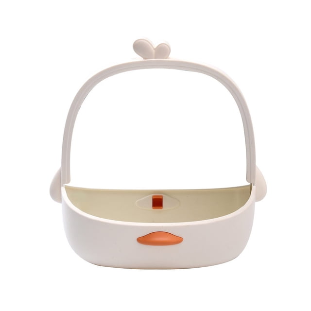 kurtrusly Tabletop Cartoon Duck Makeup Mirror Household Storage Basket Clear Cosmetic Mirrors Reflector Tool Cosmetics Accessory White