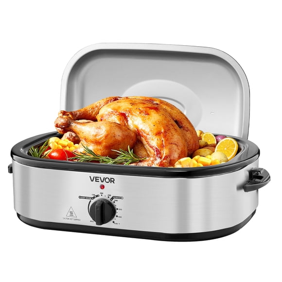 VEVOR Rôtissoire 14 Qt, Rôtissoire Électrique avec Couvercle Auto-Arroseur, Rôtissoire Électrique 1450 W avec Fonction Décongélation et Maintien au Chaud