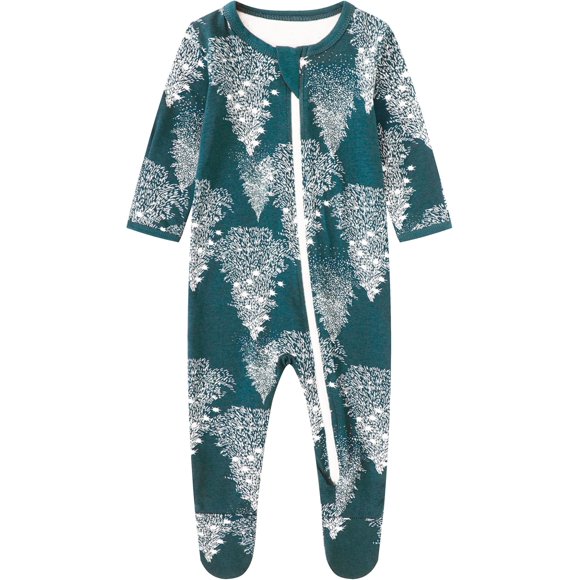 Owlivia Organic Cotton Baby Pajamas, Boys Girls Zip Front Sleep 'N Play Pjs, Footed Sleeper, Long Sleeve