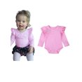 thumbnail image 1 of Newborn Baby Girl Boy Ruffled Long Sleeve Romper Solid Color Casual Bodysuit Spring Fall Clothes, 1 of 6