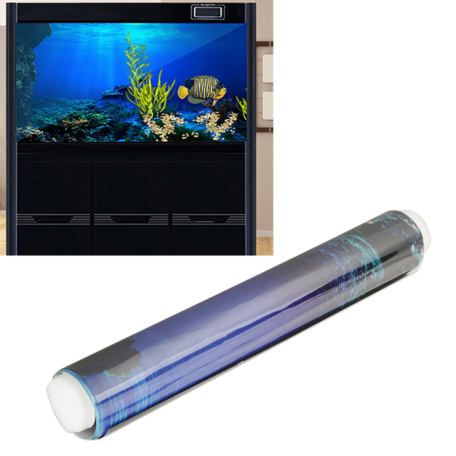 Fish Tank Background, Aquarium Background 3D Aquarium Background PVC Adhesive Seaworld Background Poster for Aquarium Fish Tank Decoration